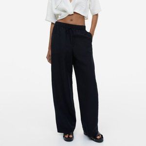 NWT H&M Black Linen Blend Pants Size S